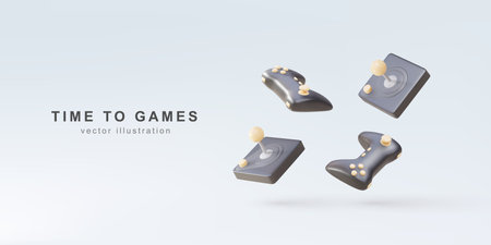 TIME TO GAMES - 3d Realistic old and new gamepads.