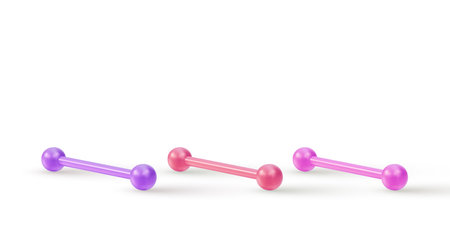 3d realistic piercing jewelry, barbell with balls.のイラスト素材