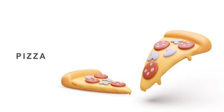 3d realistic Pizza on white background.のイラスト素材