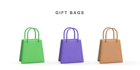 3d Set of realistic shopping bags isolated.のイラスト素材