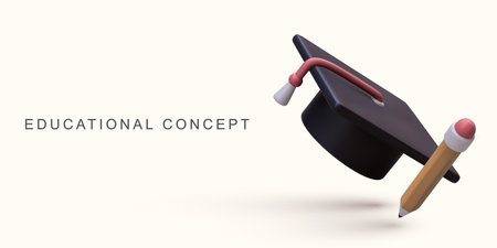 3d realistic Education concept on white background.のイラスト素材