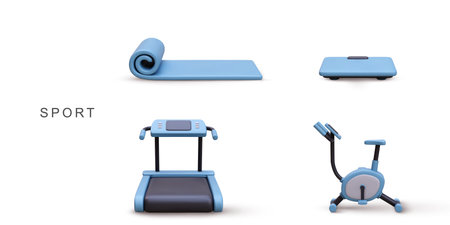 3d realistic sport set on white background.のイラスト素材