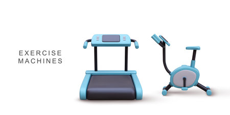 3d realistic exercise machines.のイラスト素材