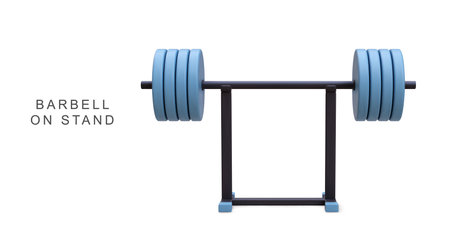 3d realistic barbell on stand.のイラスト素材
