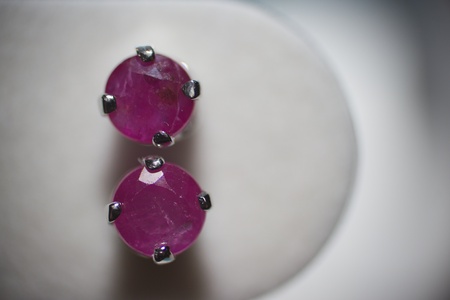 Face with ruby gem eyes, smileの写真素材