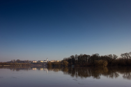 Mogilev city historical centre reflected in the river Dnieper.の写真素材