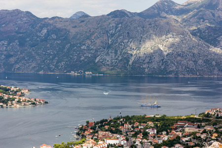 View of kotor old town from Lovcen mountain in Kotor, Montenegro. Kotor is part of the unesco world