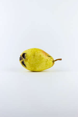Single yellow pear, isolated on a white backgroundの写真素材
