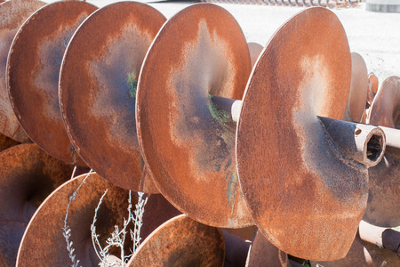 Augers for drilling of the ground for laying drain pipesの写真素材