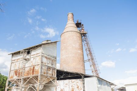 Old system with furnace and silos, for lime production.の写真素材