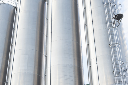 Industrial silos for chemical production, by stainless steel.の写真素材