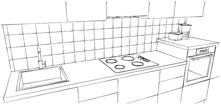 Ultra modern kitchen counter close up.の写真素材