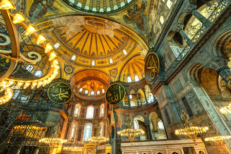 Interior of the Hagia Sophia in Istanbul, Turkey  Hagia Sophia is the greatest monument of Byzantine Culture のeditorial素材