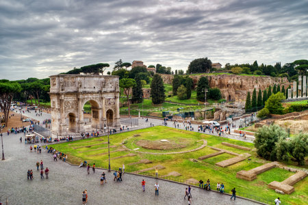 Arch of Constantine in Rome  View from the Coliseum のeditorial素材