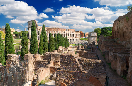 View of the Colosseum from the Palatine Hill, Romeのeditorial素材