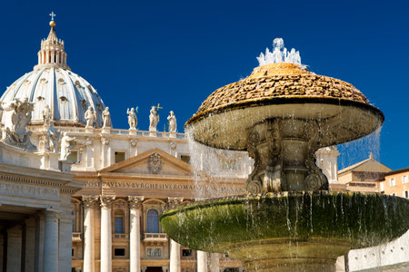 Fountain in front of the Basilica of St  Peter, Vaticanのeditorial素材