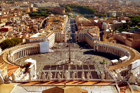 St  Peter Square from dome of St  Peter s Basilica, Rome, Italyのeditorial素材