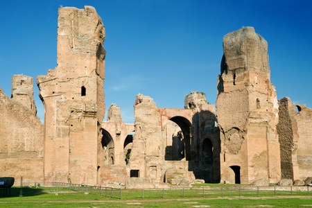 The ruins of the Baths of Caracalla, ancient roman public baths, Rome, Italyの写真素材