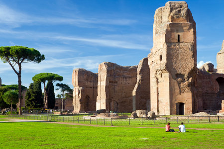 The ruins of the Baths of Caracalla, ancient roman public baths, Rome, Italyのeditorial素材