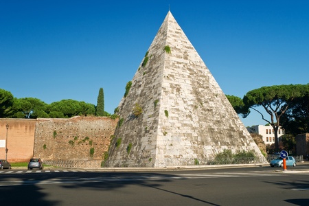 The ancient Pyramid of Cestius in Rome, Italyの写真素材
