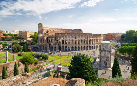 View of the Colosseum from Palatine hill, Rome, Italyのeditorial素材