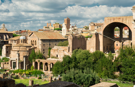 View of the Roman Forum in Rome, Italyのeditorial素材