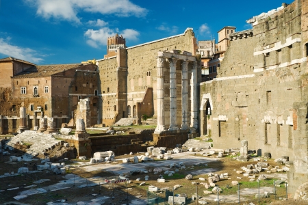 Forum of Augustus with the temple of Mars Ultor in Rome, Italyの写真素材