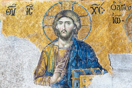 Ancient mosaic in Hagia Sophia on May 25, 2013 in Istanbul, Turkey  Hagia Sophia is the greatest monument of Byzantine Culture  It was built in the 6th century のeditorial素材