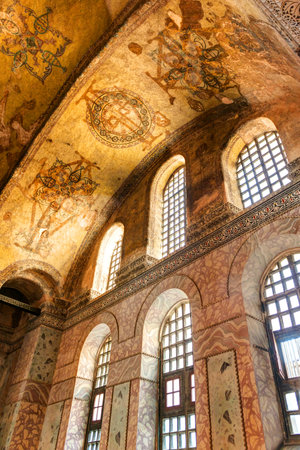 Interior of the Hagia Sophia on May 25, 2013 in Istanbul, Turkey  Hagia Sophia is the greatest monument of Byzantine Culture  It was built in the 6th century のeditorial素材