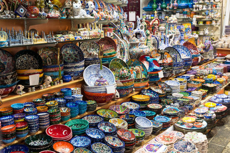 Turkish ceramics on the Grand Bazaar in Istanbul, Turkey  The Grand Bazaar is the oldest and the...