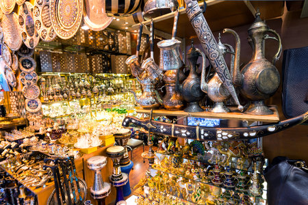 A variety of oriental items offered for sale at the Grand Bazaar on may 27, 2013 in Istanbul, Turkey  The Grand Bazaar is the oldest and the largest covered market in the world のeditorial素材