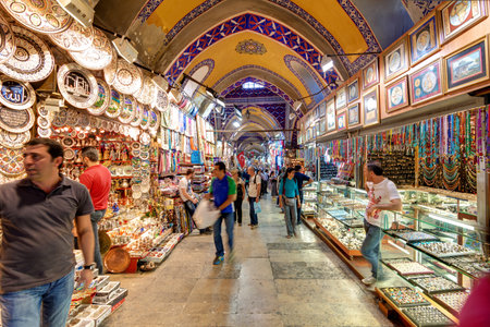 The Grand Bazaar on may 27, 2013 in Istanbul, Turkey  The Grand Bazaar is the oldest and the largest covered market in the world, with 61 covered streets and over 3,000 shops のeditorial素材