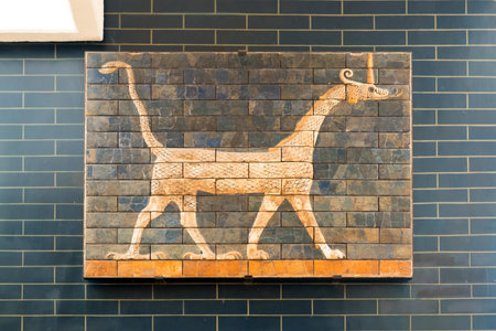 Fragment of the Babylonian Ishtar Gate in the Archaeology Museums on may 25, 2013 in Istanbul, Turkey  The Gate of Ishtar in Babylon were built in the 6th century BC のeditorial素材