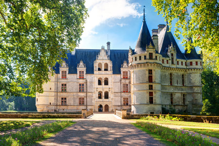 The chateau de Azay-le-Rideau, France  This castle is located in the Loire Valley, was built from 1515 to 1527, one of the earliest French Renaissance chateaux のeditorial素材
