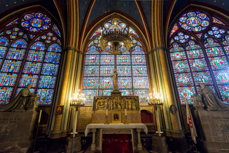 Interior of the Notre Dame de Paris on september 25, 2013 in Paris  The cathedral of Notre Dame is one of the top tourist destinations in Paris のeditorial素材
