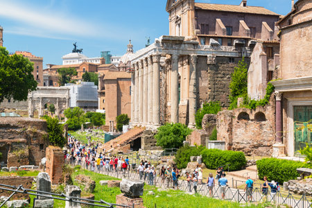 Roman Forum on may 10, 2014 in Rome, Italy  The Roman Forum is an important monument of antiquity and is one of the main tourist attractions of Rome のeditorial素材