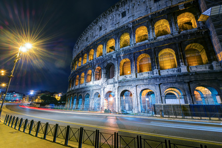 Colosseum  Coliseum  at night in Rome, Italyの写真素材