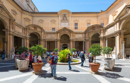 Tourists visit the Vatican Museum.のeditorial素材