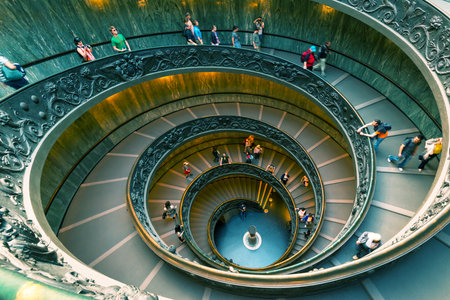  Spiral staircase with beautiful rails in Vatican Museum.のeditorial素材