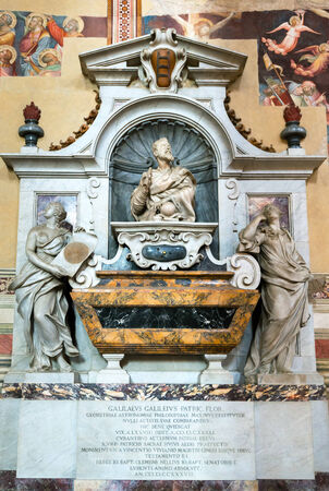Tomb of Galileo Galilei in the Basilica of Santa Croce in Florence, Italyの写真素材
