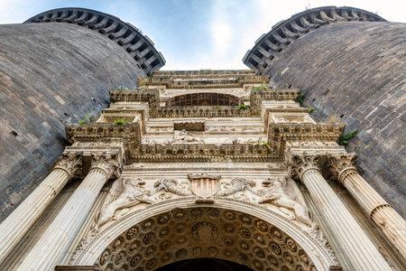 Triumphal arch of the Castel Nuovo in Naples, Italyのeditorial素材