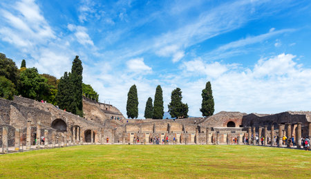 POMPEII, ITALY - MAY 13, 2014: The ruins of the city. Pompeii is an ancient Roman city died from the eruption of Mount Vesuvius in 79 AD.のeditorial素材