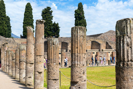 POMPEII, ITALY - MAY 13, 2014: The ruins of city. Pompeii is an ancient Roman city died from the eruption of Mount Vesuvius in 79 AD.のeditorial素材