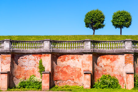 ST PETERSBURG, RUSSIA - JUNE 15, 2014: The park in Peterhof Palace (Petrodvorets). The Peterhof Palace included in the UNESCOのeditorial素材