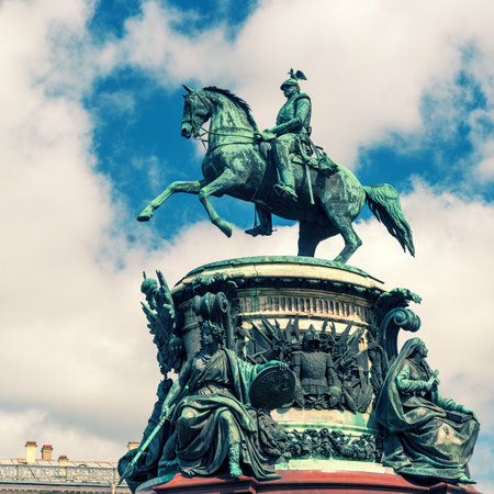 Equestrian monument to Nicholas I at Isaakievskaya Ploshchadのeditorial素材