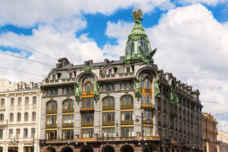 ST PETERSBURG, RUSSIA - JUNE 13, 2014: Singer House, also widely known as the House of Books. It is a historical landmark and contains the headquarters of the VKontakte social network.のeditorial素材