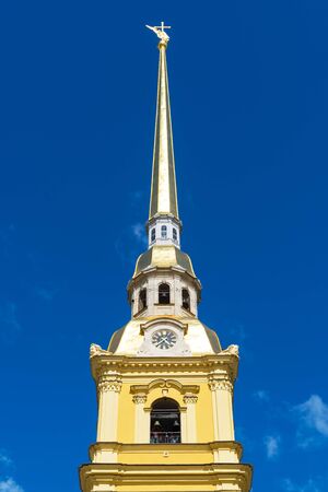 The bell tower of the Peter and Paul Cathedral in St. Petersburg, Russiaの写真素材