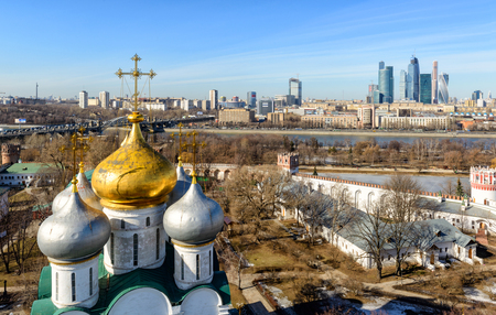 View of Moscow from Novodevichy convent. Moscow City in the distance.の写真素材