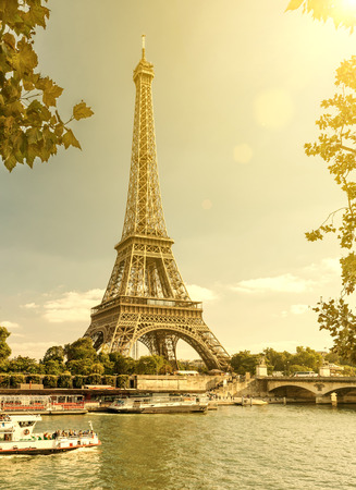 The Eiffel tower from the river Seine in Paris, Franceの写真素材