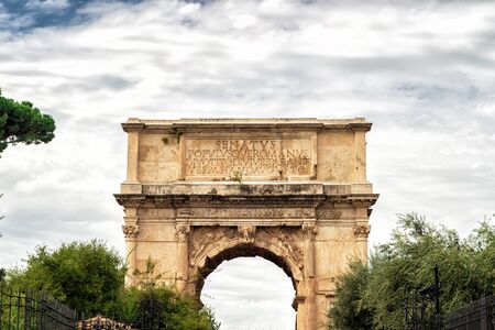 The Arch of Titus at the Roman Forum in Rome Italyの写真素材